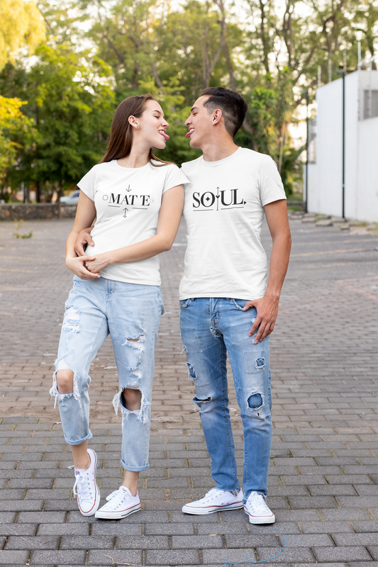 Soul & Mate – Minimalist Matching White Couple T-Shirt Set | AYIRRA
