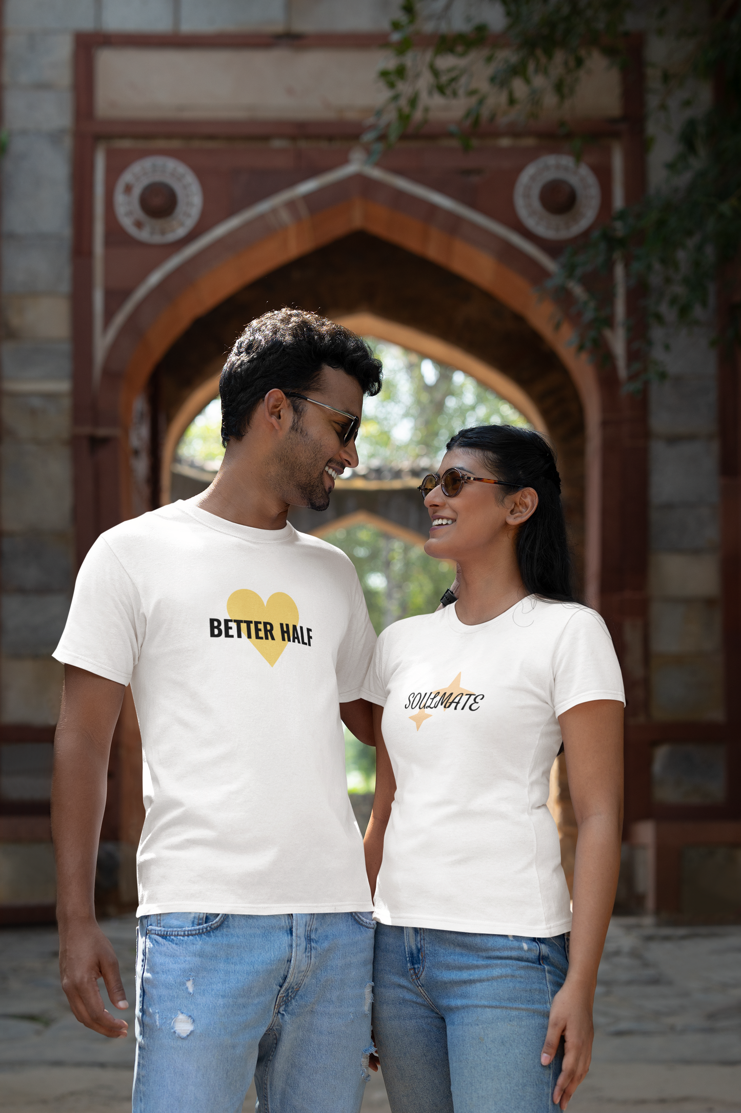 Better Half & Soulmate White Couple T-Shirt Set β Classy Matching Tees for Couples | AYIRRA