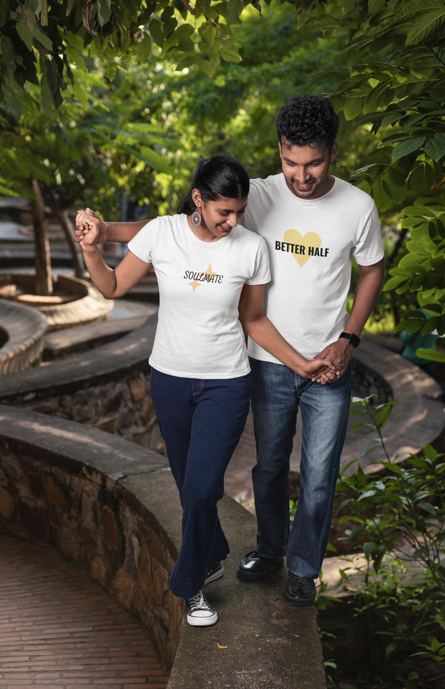 Better Half & Soulmate White Couple T-Shirt Set β Classy Matching Tees for Couples | AYIRRA