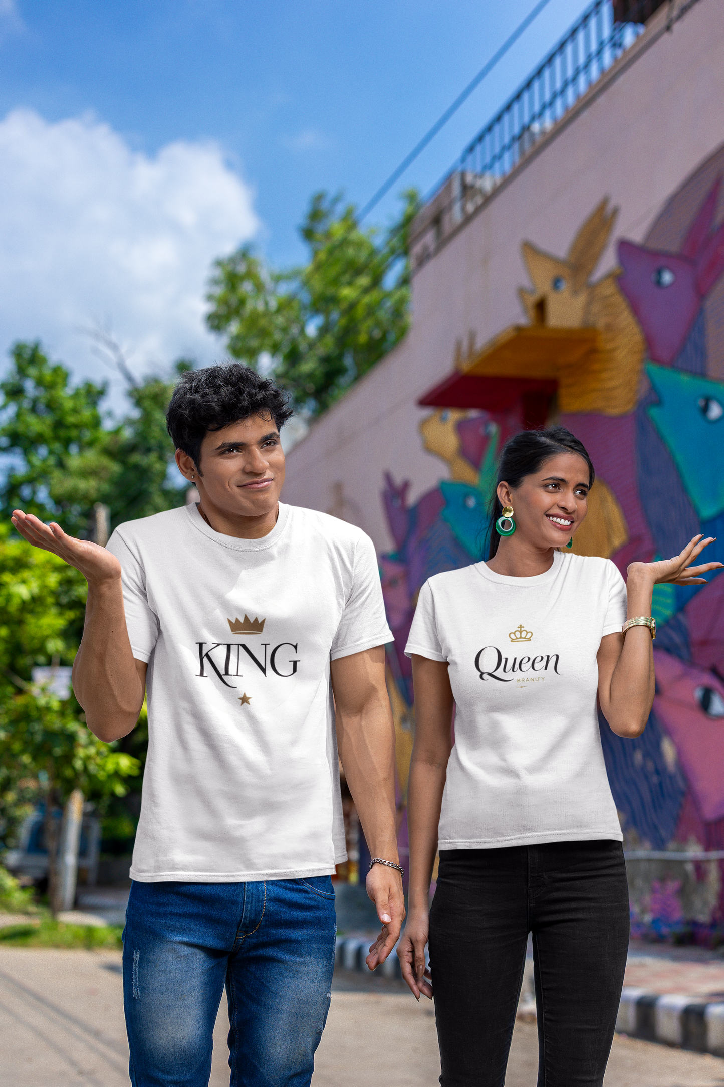 AYIRRA Minimal Couple wear – King & Queen White Edition for Couples Who Rule Together