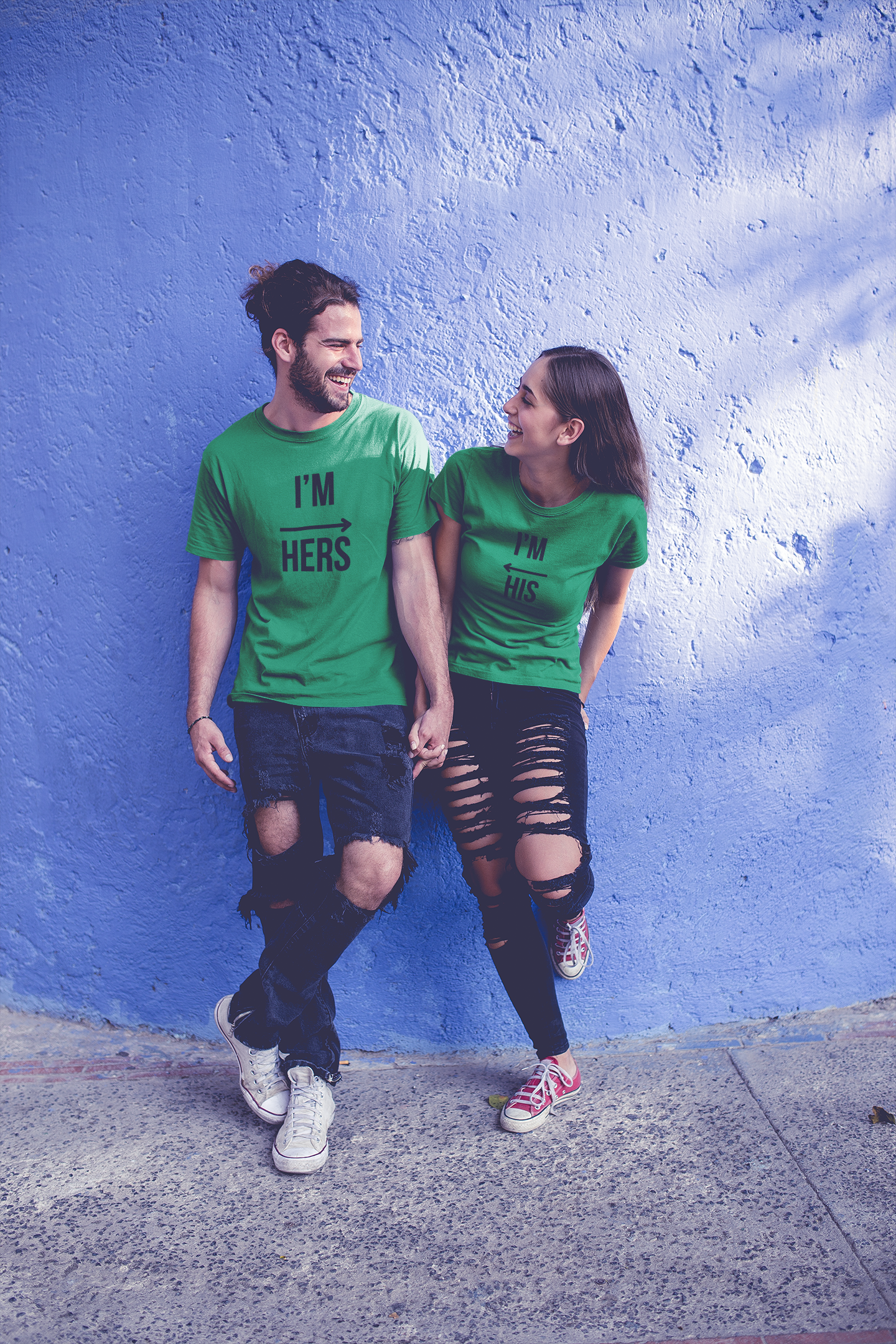 His & Hers Bottle Green Couple T-Shirt Set – Minimal Matching Tees for Romantic Soulmates | AYIRRA