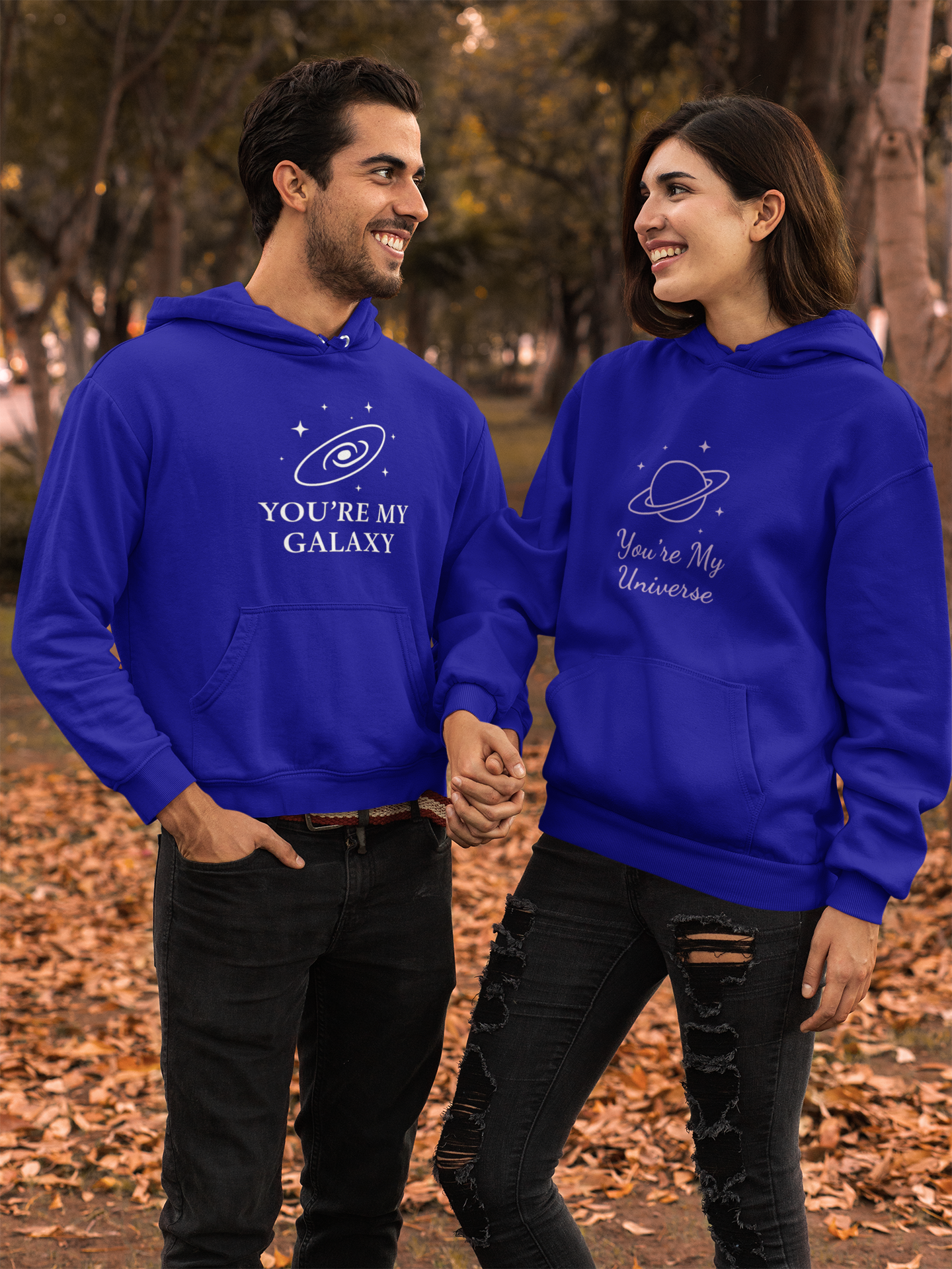 AYIRRA Couple Hoodie Set – "You’re My Galaxy" & "You’re My Universe" (Navy Blue)