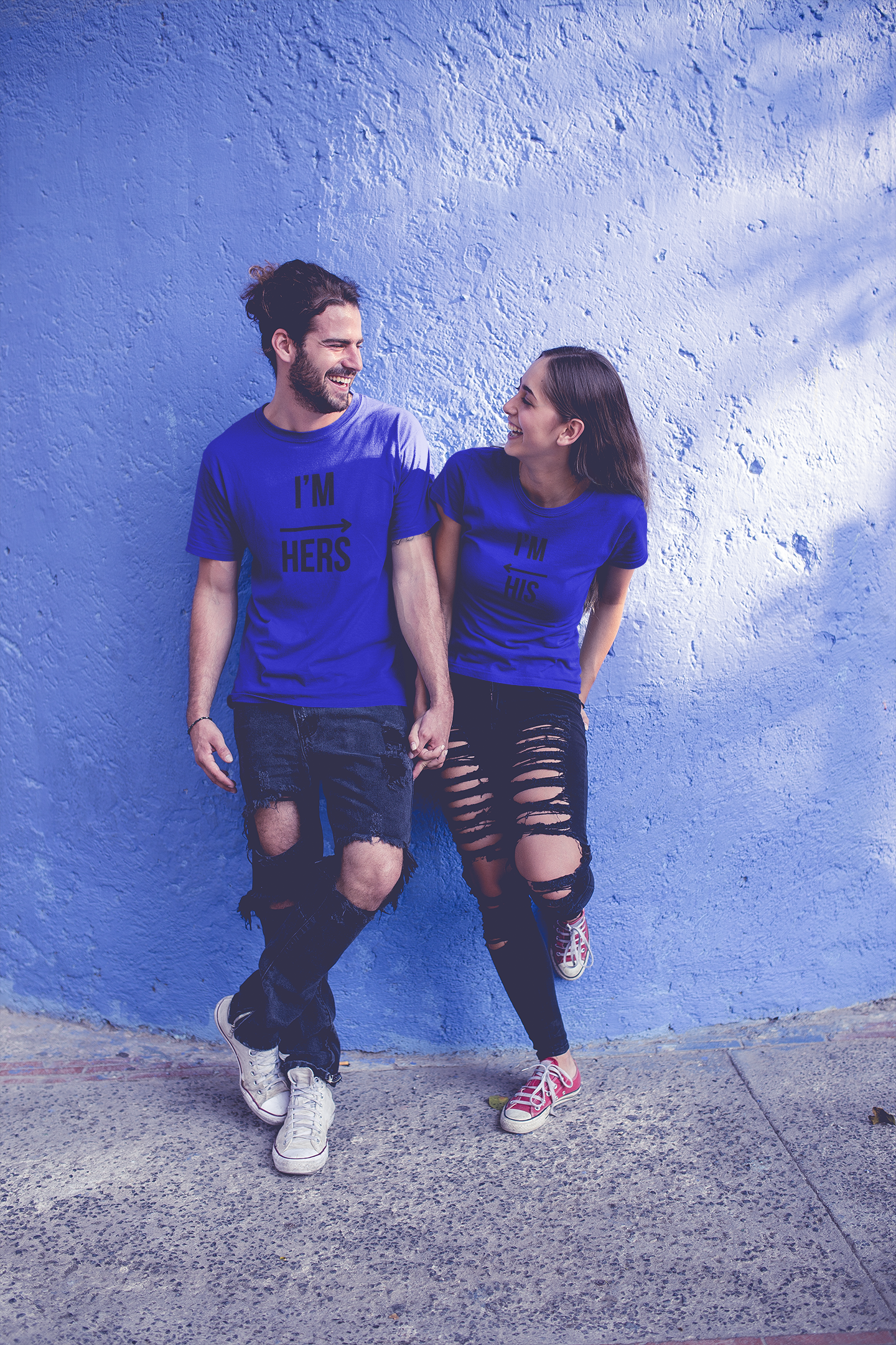 His & Hers Navy Blue Couple T-Shirt Set – Minimal Matching Tees for Romantic Soulmates | AYIRRA
