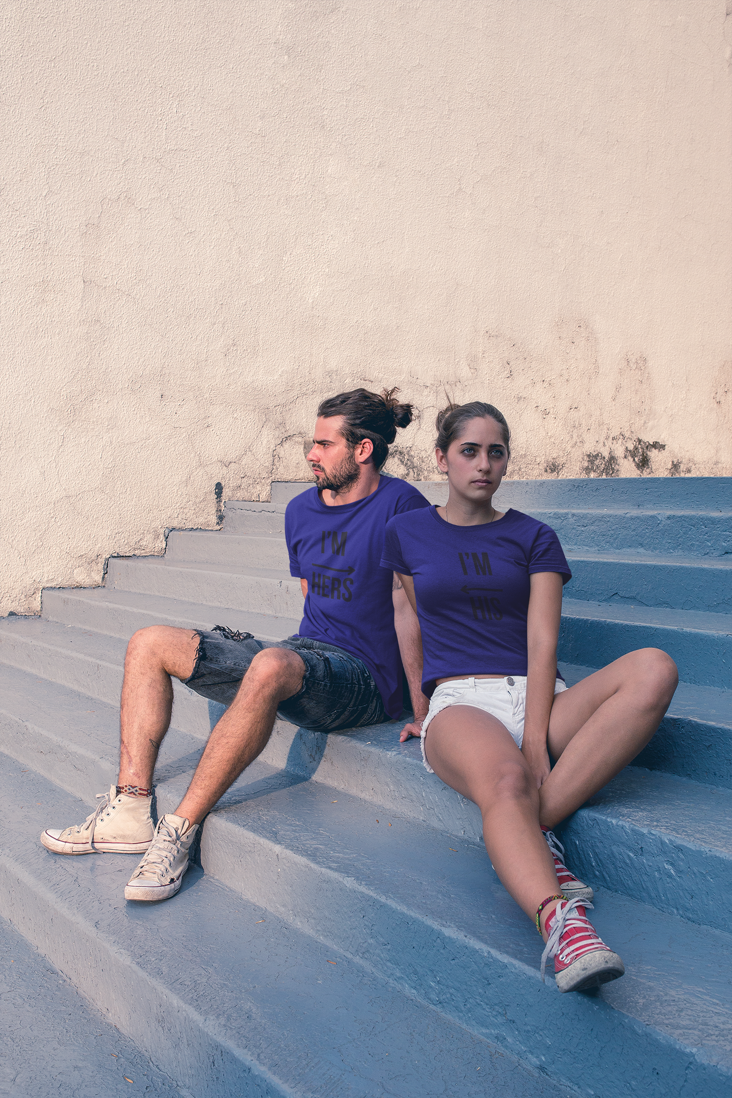 His & Hers Navy Blue Couple T-Shirt Set – Minimal Matching Tees for Romantic Soulmates | AYIRRA
