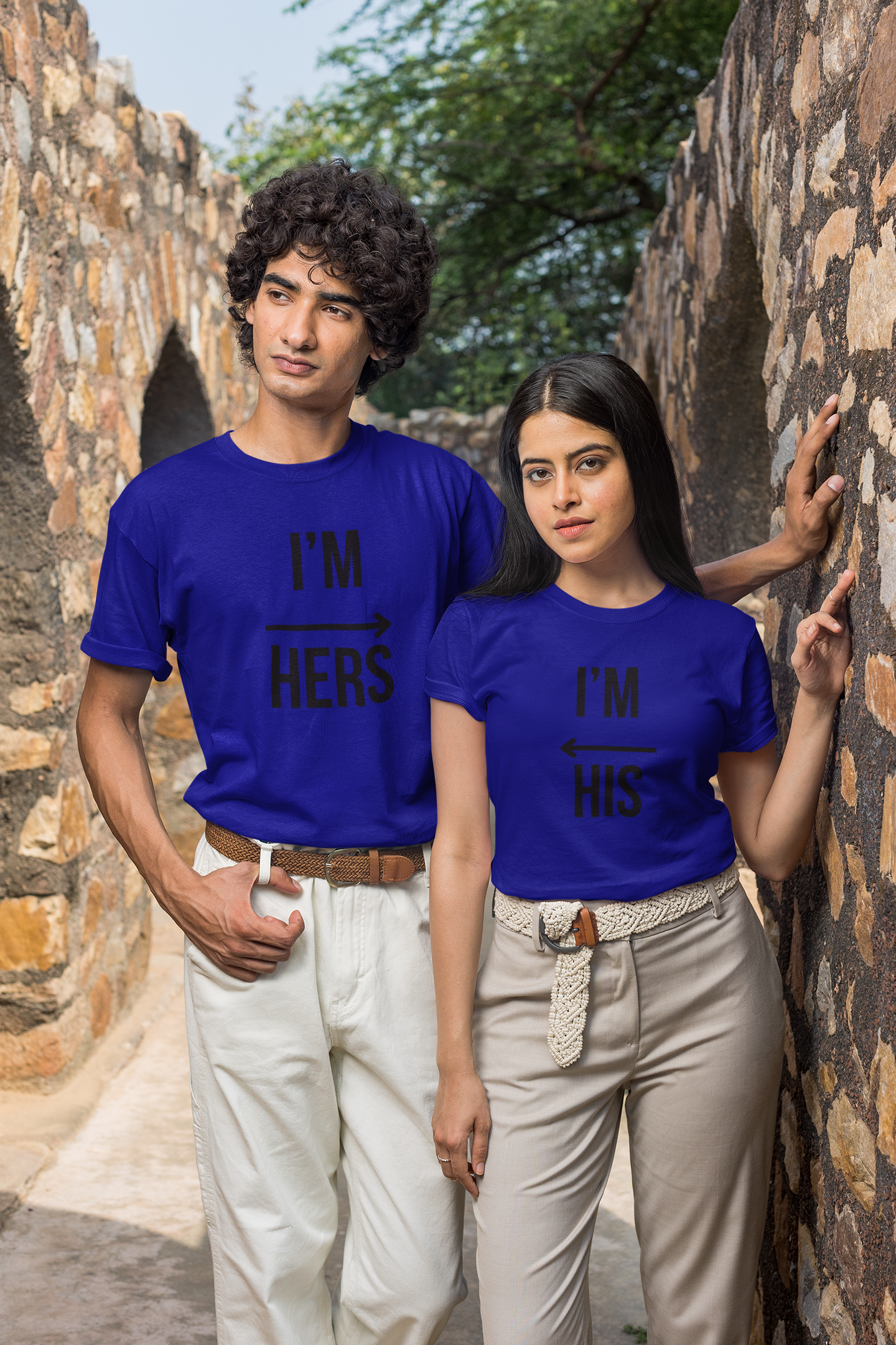 His & Hers Navy Blue Couple T-Shirt Set – Minimal Matching Tees for Romantic Soulmates | AYIRRA