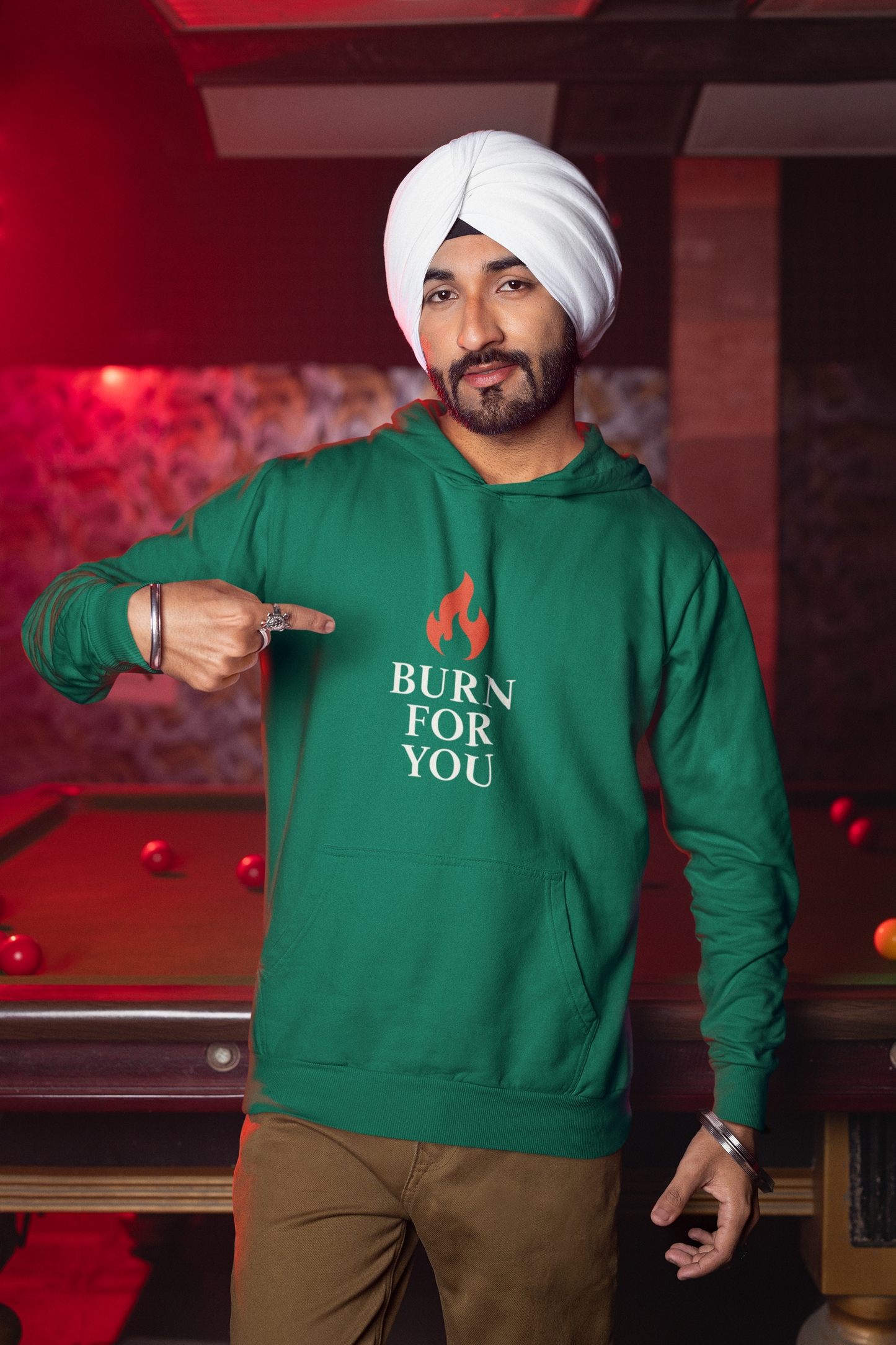 Men’s Bold Hoodie – “Burn for You” | AYIRRA Flame Edition