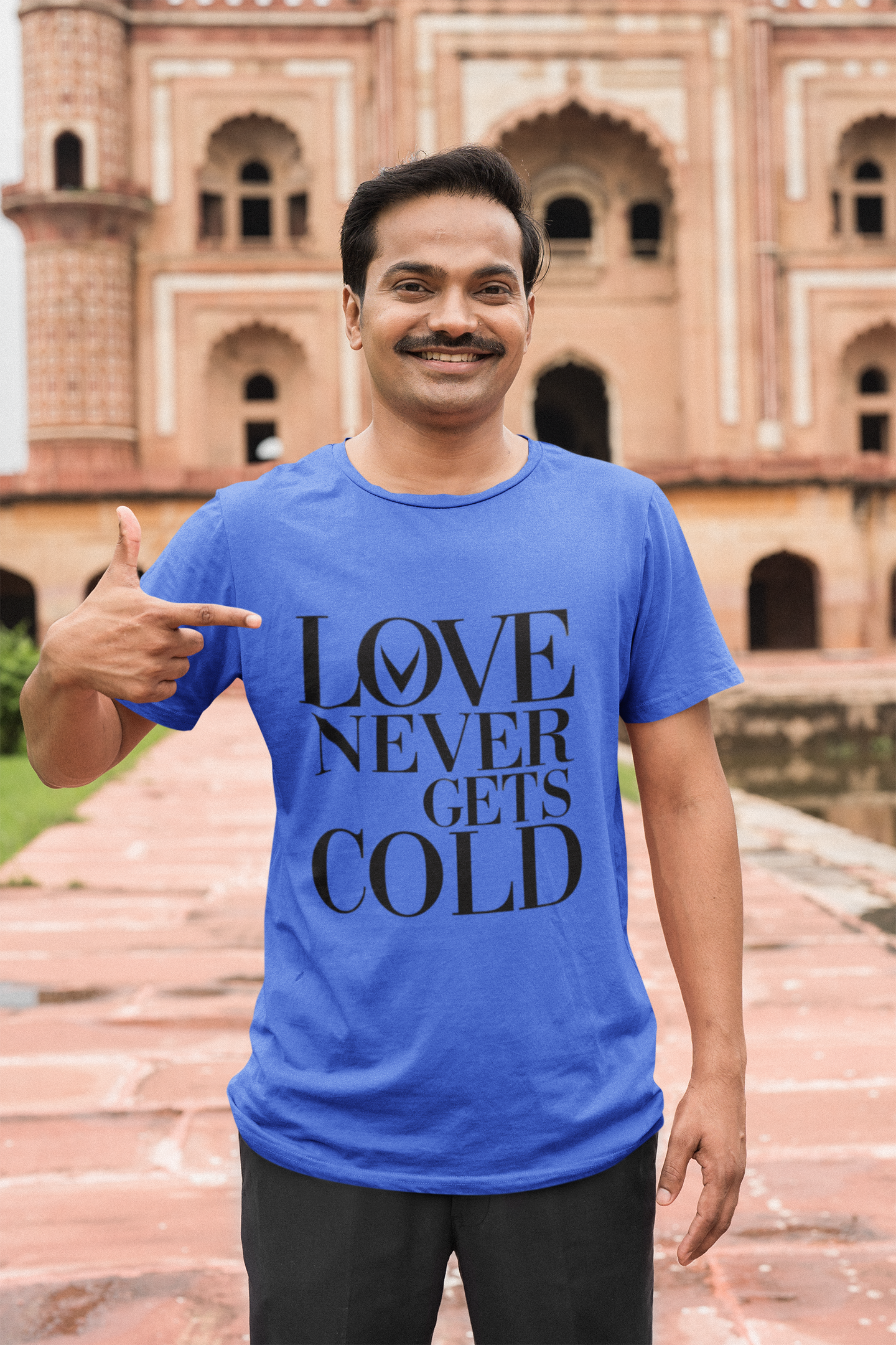Love Never Gets Cold – Classic Serif Quote T-Shirt