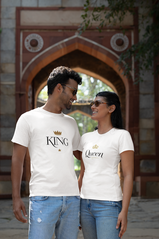 AYIRRA Minimal Couple wear – King & Queen White Edition for Couples Who Rule Together