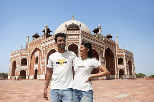 Better Half & Soulmate White Couple T-Shirt Set – Classy Matching Tees for Couples | AYIRRA