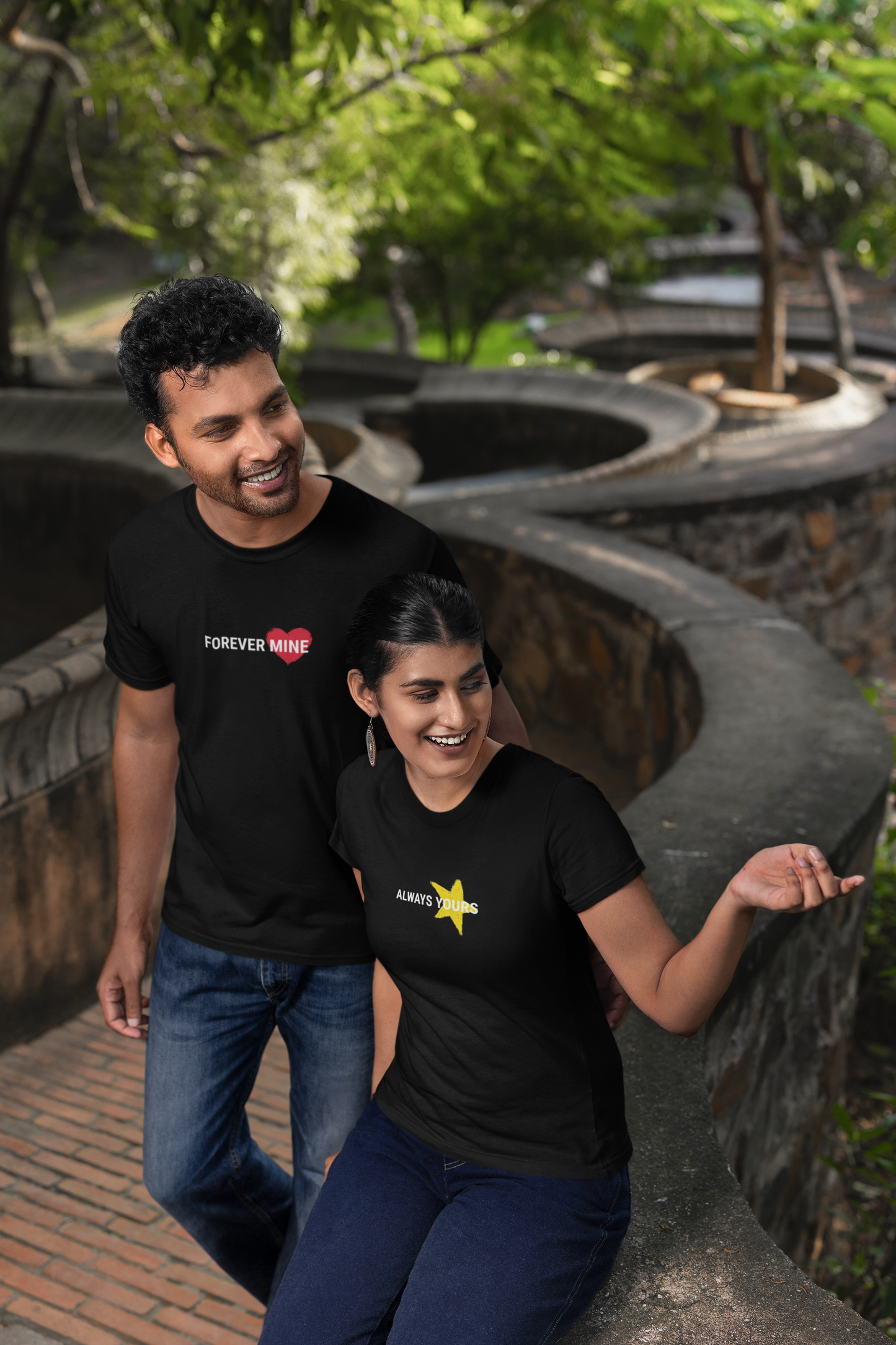 Forever Mine & Always Yours – Elegant Matching Black Couple T-Shirt Set | AYIRRA