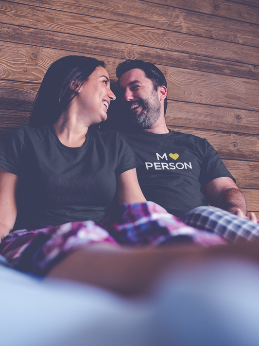 My Person & My Safe Place – Minimalist Matching Black Couple T-Shirt Set | AYIRRA