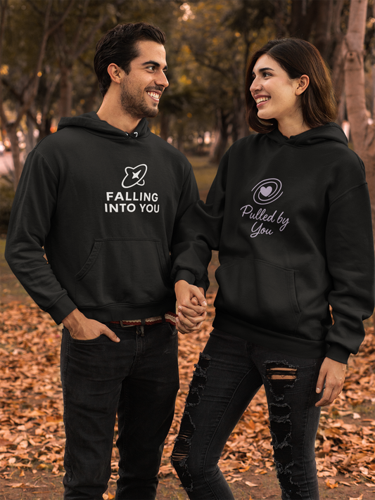 AYIRRA Couple Hoodie Set – "Falling into You" & "Pulled by You" (Black)