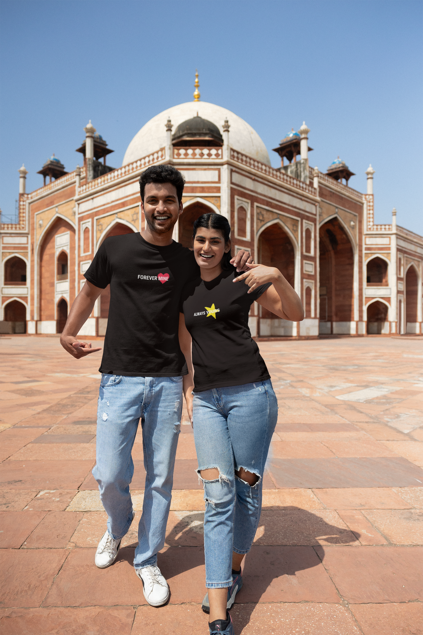 Forever Mine & Always Yours – Elegant Matching Black Couple T-Shirt Set | AYIRRA