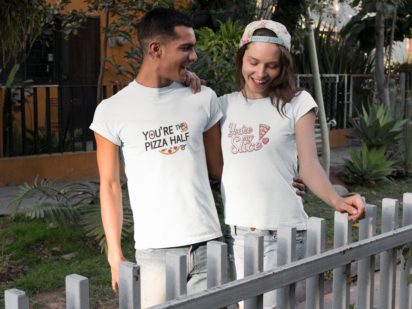You’re My Slice & You’re the Pizza Half – Funny Matching White Couple T-Shirt Set | AYIRRA
