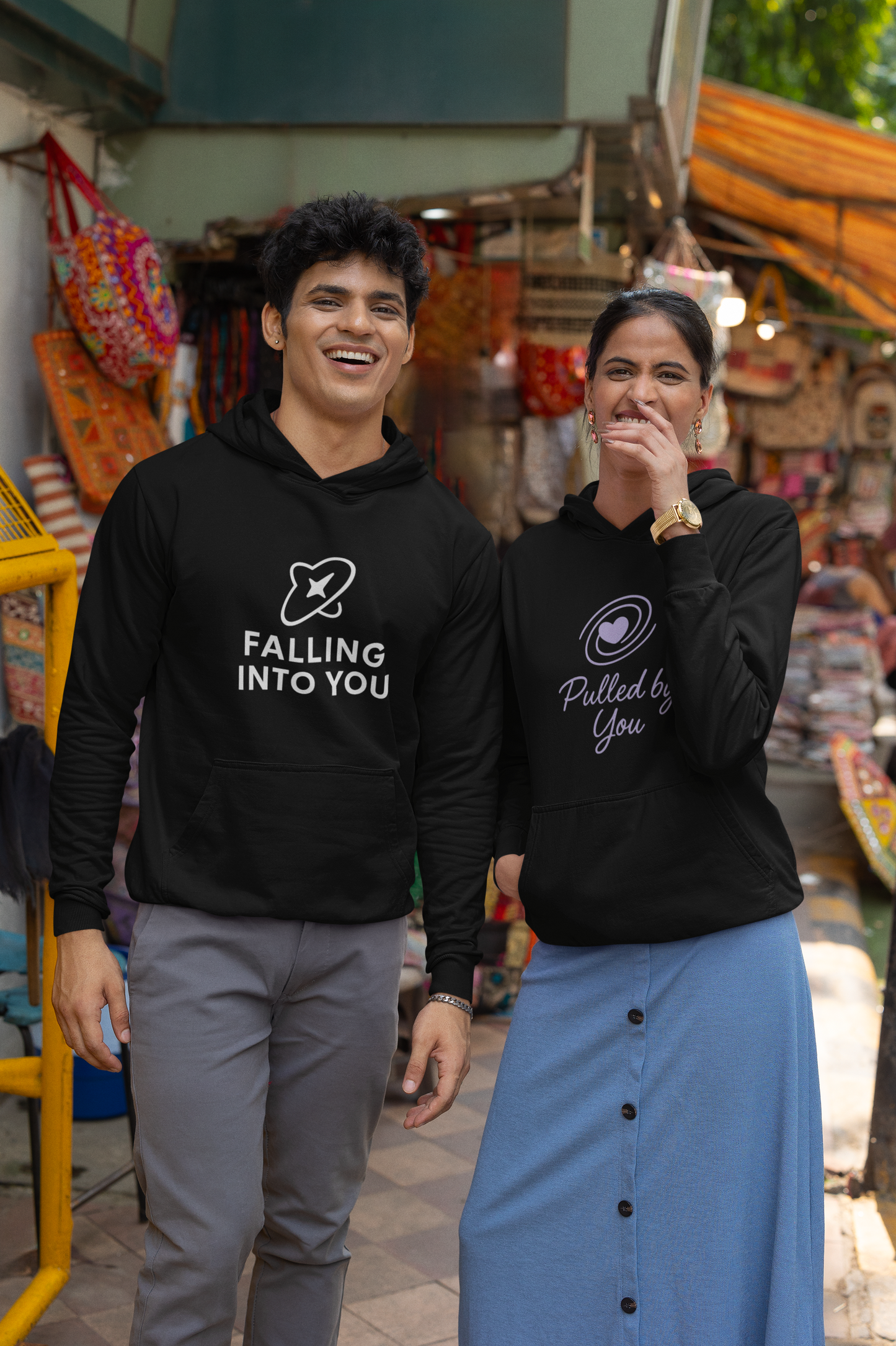AYIRRA Couple Hoodie Set – "Falling into You" & "Pulled by You" (Black)