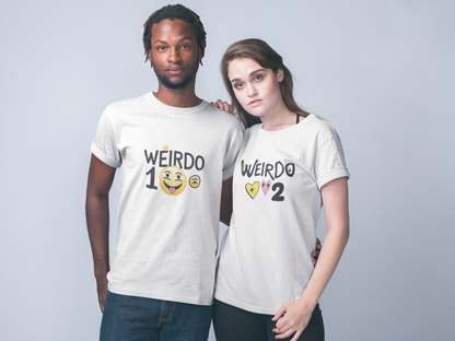 Weirdo 1 & Weirdo 2 – Quirky Matching White Couple T-Shirt Set | AYIRRA