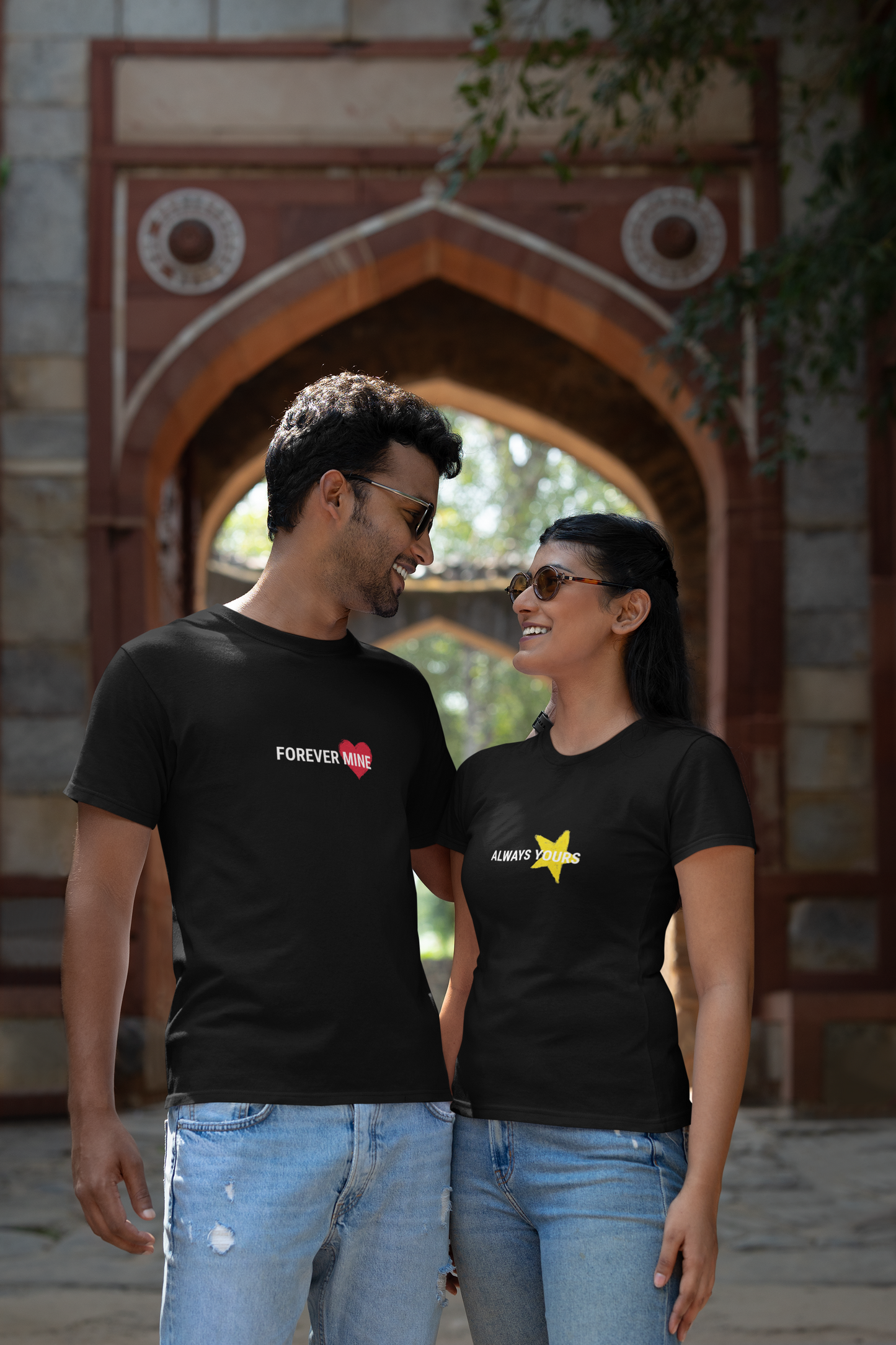 Forever Mine & Always Yours – Elegant Matching Black Couple T-Shirt Set | AYIRRA