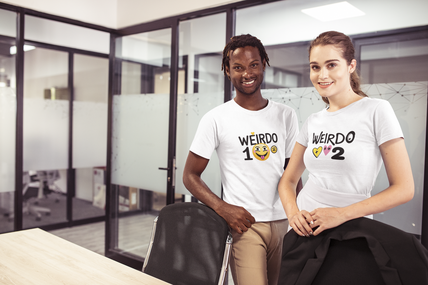 Weirdo 1 & Weirdo 2 – Quirky Matching White Couple T-Shirt Set | AYIRRA
