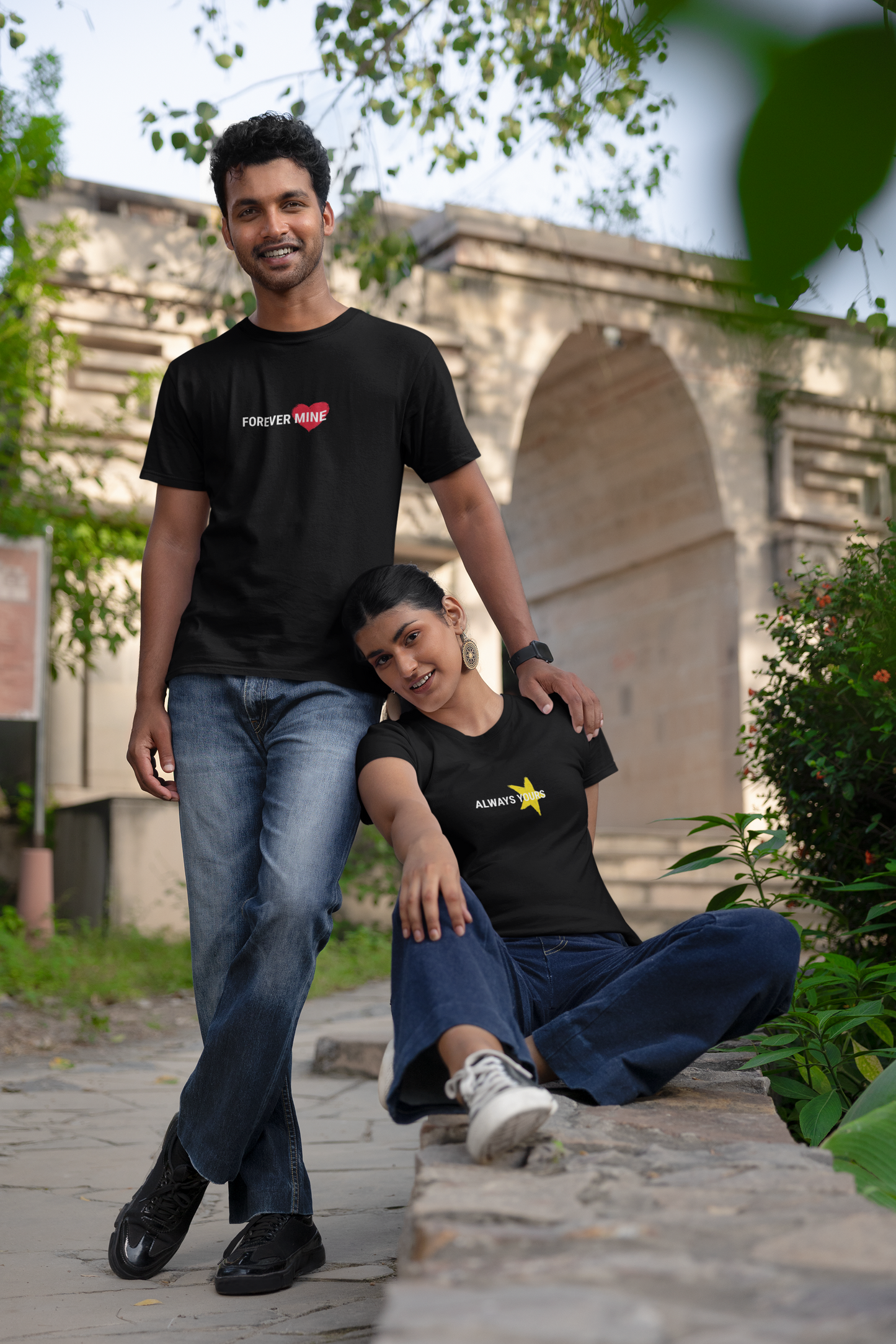 Forever Mine & Always Yours – Elegant Matching Black Couple T-Shirt Set | AYIRRA