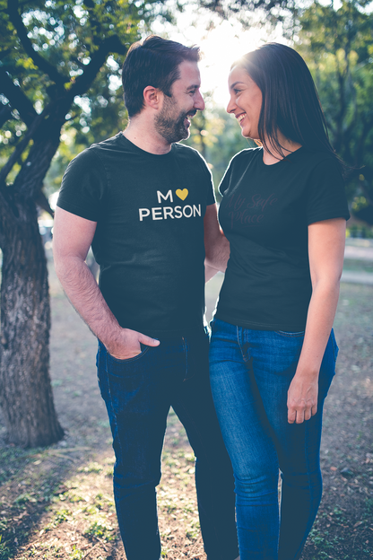 My Person & My Safe Place – Minimalist Matching Black Couple T-Shirt Set | AYIRRA