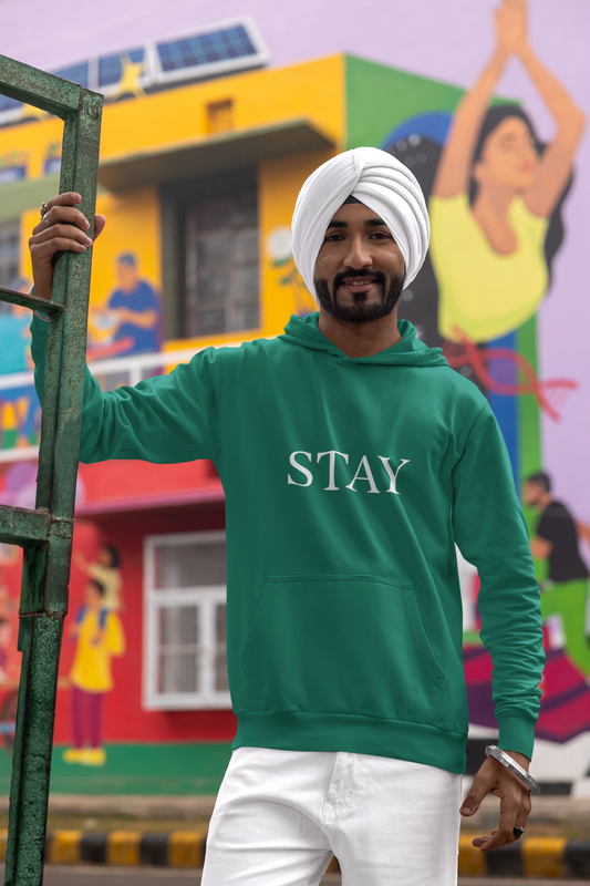 Men’s Minimal Statement Hoodie – “Stay” | AYIRRA Calm Series