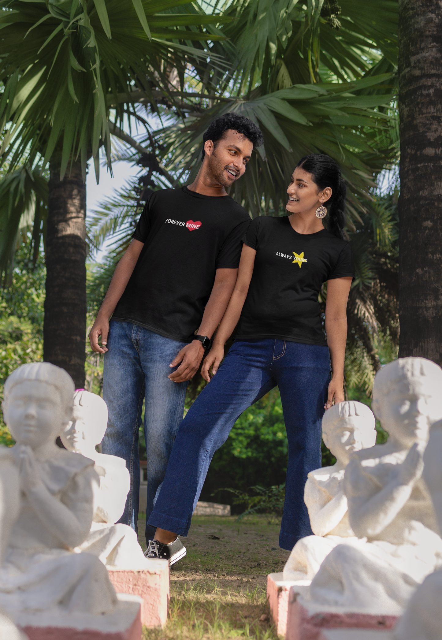 Forever Mine & Always Yours – Elegant Matching Black Couple T-Shirt Set | AYIRRA