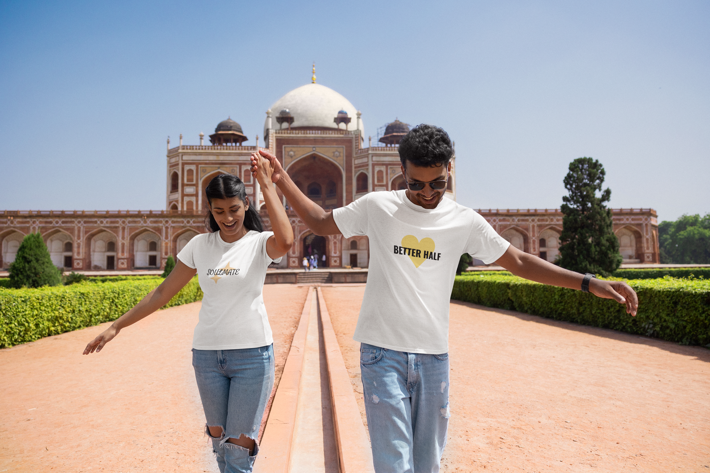 Better Half & Soulmate White Couple T-Shirt Set – Classy Matching Tees for Couples | AYIRRA