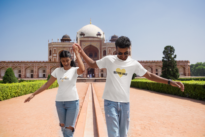 Better Half & Soulmate White Couple T-Shirt Set – Classy Matching Tees for Couples | AYIRRA