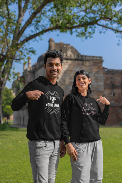 AYIRRA Couple Hoodie Set – "Echo of Your Love" & "Soul That Hears You" (Black)