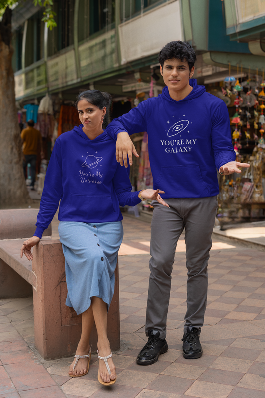 AYIRRA Couple Hoodie Set – "You’re My Galaxy" & "You’re My Universe" (Navy Blue)