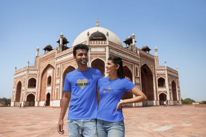 Better Half & Soulmate Royal Blue Couple T-Shirt Set – Classy Matching Tees for Couples | AYIRRA