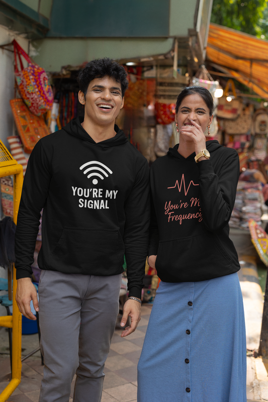 AYIRRA Couple Hoodie Set – "You’re My Signal" & "You’re My Frequency" (Black)