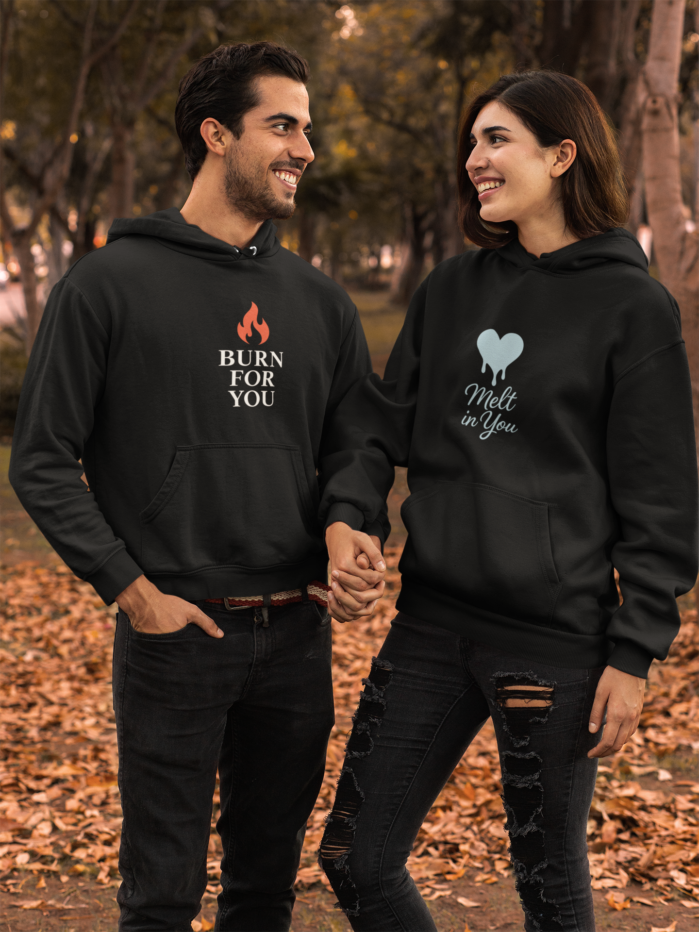 AYIRRA Couple Hoodie Set – "Burn for You" & "Melt in You" (Black)