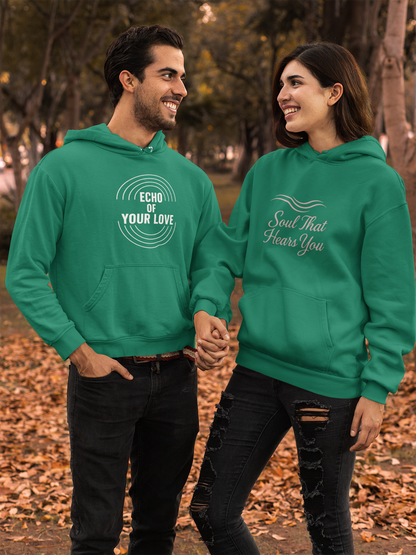 AYIRRA Couple Hoodie Set – "Echo of Your Love" & "Soul That Hears You" (Bottle Green)