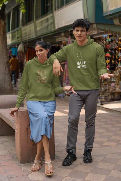 AYIRRA Couple Hoodie Set – "Half of Me" & "Found in You" (Olive Green)