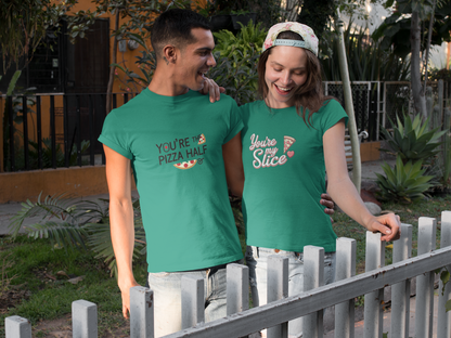 You’re My Slice & You’re the Pizza Half – Funny Matching Bottle Green Couple T-Shirt Set | AYIRRA