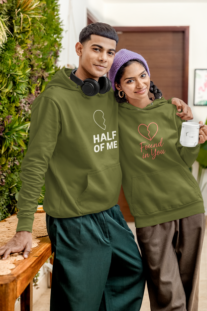 AYIRRA Couple Hoodie Set – "Half of Me" & "Found in You" (Olive Green)