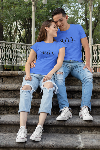 Soul & Mate – Minimalist Matching Royal Blue Couple T-Shirt Set | AYIRRA