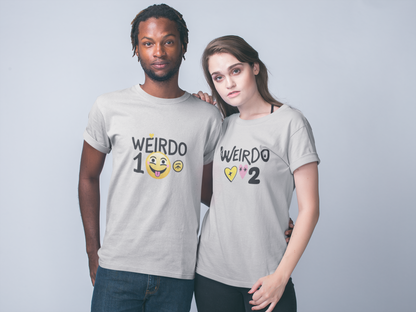 Weirdo 1 & Weirdo 2 – Quirky Matching Grey MelangeCouple T-Shirt Set | AYIRRA