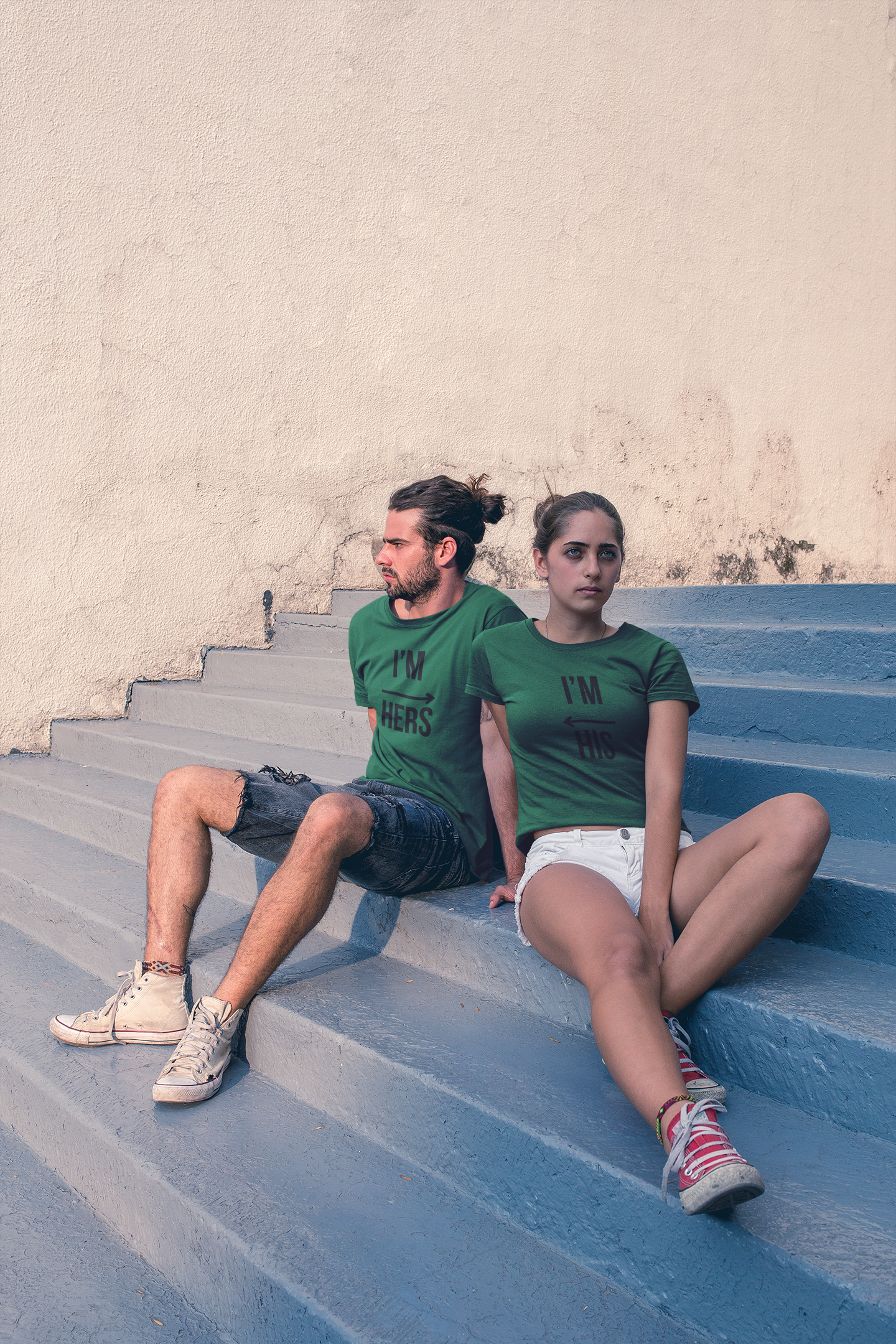 His & Hers Bottle Green Couple T-Shirt Set – Minimal Matching Tees for Romantic Soulmates | AYIRRA