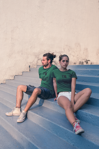 His & Hers Bottle Green Couple T-Shirt Set – Minimal Matching Tees for Romantic Soulmates | AYIRRA