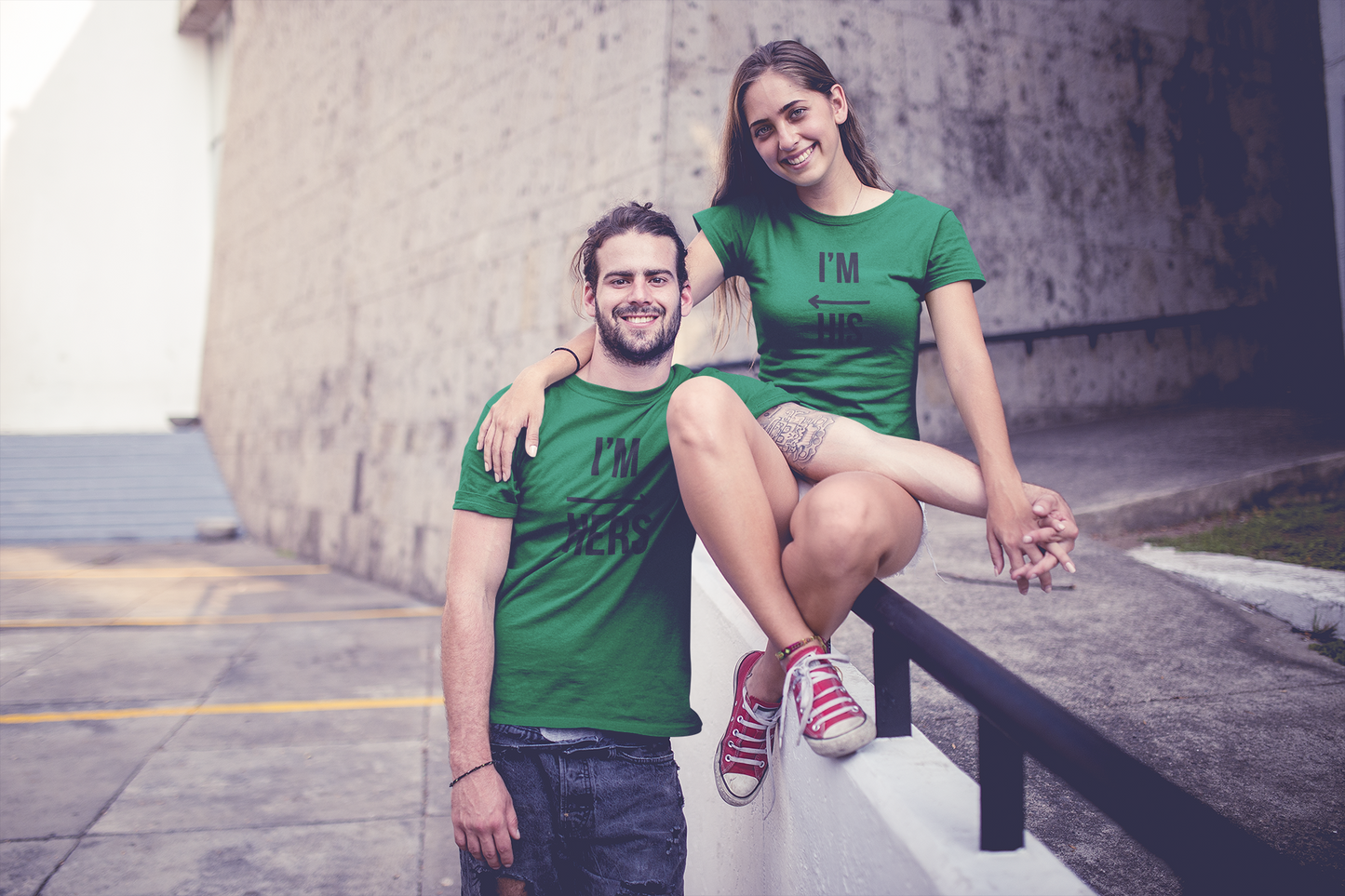 His & Hers Bottle Green Couple T-Shirt Set – Minimal Matching Tees for Romantic Soulmates | AYIRRA
