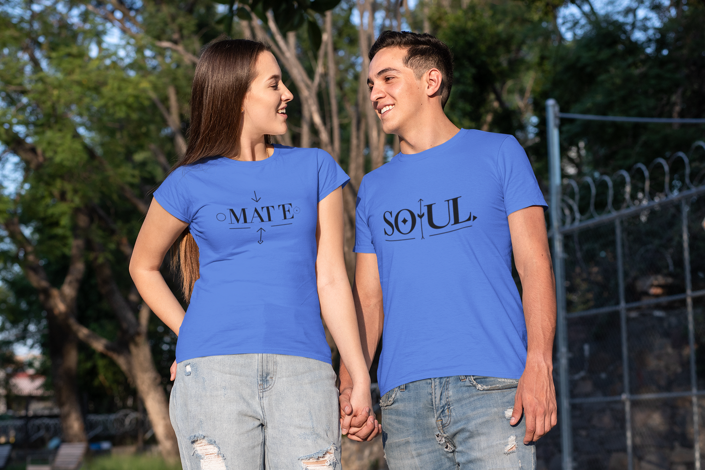 Soul & Mate – Minimalist Matching Royal Blue Couple T-Shirt Set | AYIRRA