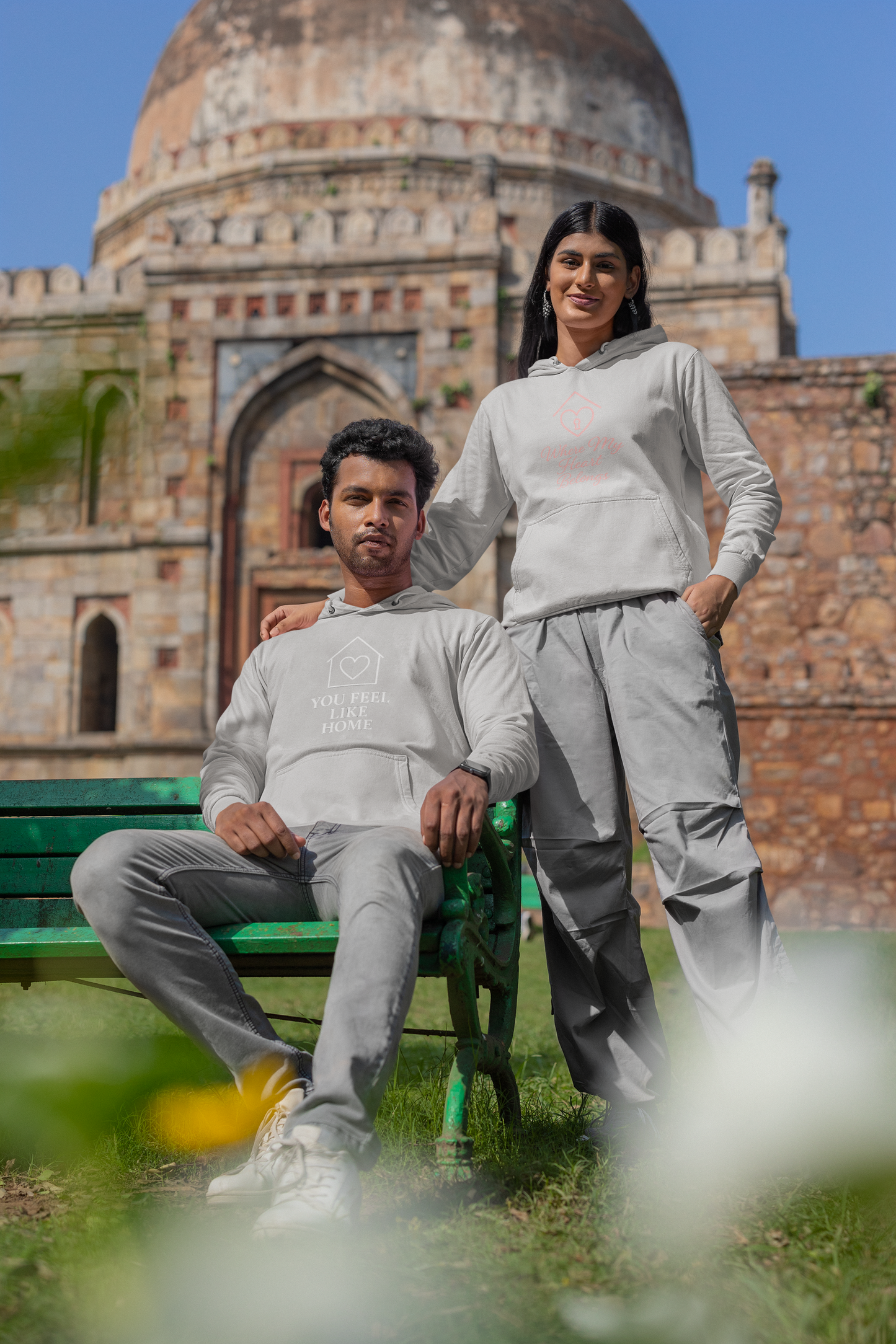 AYIRRA Couple Hoodie Set – "You Feel Like Home" & "Where My Heart Belongs" (Grey Melange)