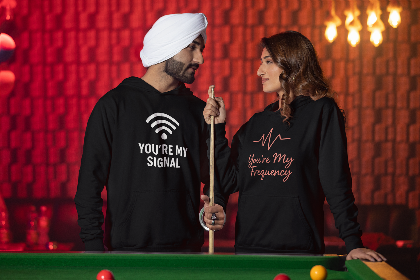 AYIRRA Couple Hoodie Set – "You’re My Signal" & "You’re My Frequency" (Black)