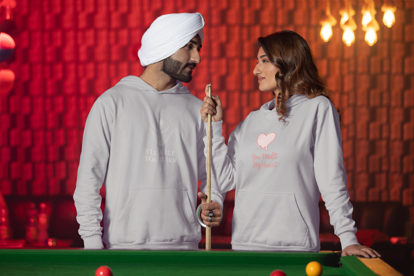 AYIRRA Couple Hoodie Set – "I’ll Keep You Warm" & "You Melt My Heart" (Grey Melange)