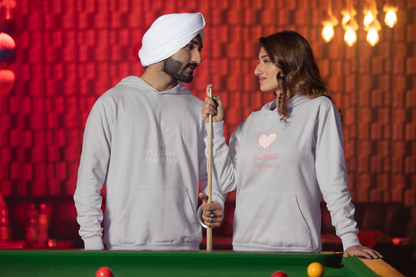 AYIRRA Couple Hoodie Set – "I’ll Keep You Warm" & "You Melt My Heart" (Grey Melange)