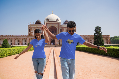 Better Half & Soulmate Royal Blue Couple T-Shirt Set – Classy Matching Tees for Couples | AYIRRA