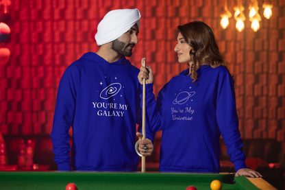 AYIRRA Couple Hoodie Set – "You’re My Galaxy" & "You’re My Universe" (Navy Blue)