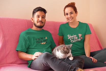 You’re My Slice & You’re the Pizza Half – Funny Matching Bottle Green Couple T-Shirt Set | AYIRRA